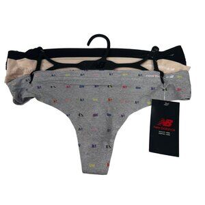Lot Of Three New Balance Women's Medium Panty Thong Gray Beige Black New